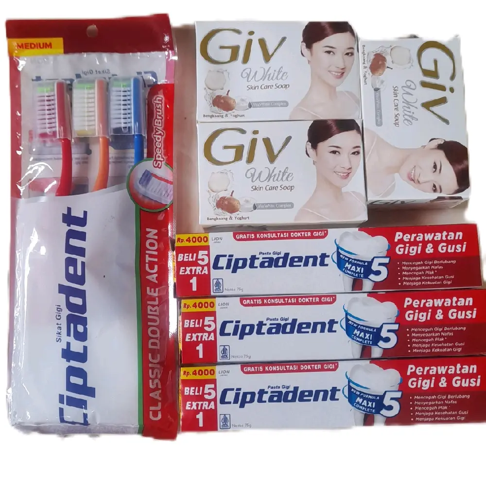 PAKET BODY (9) 3pcs Ciptadent Pasta gigi 75g + 3pcs Giv batang 72p + 3pcs Sikat gigi Cipatadent Soap