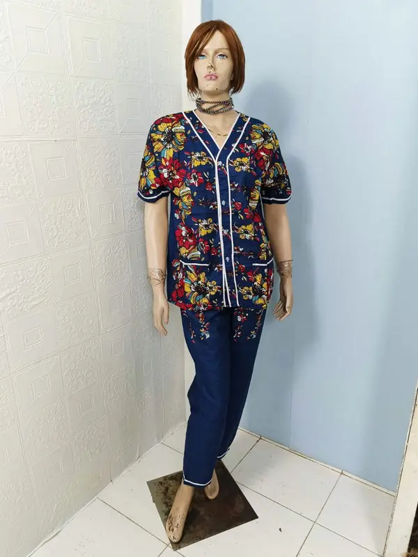 PIAMA CP BAJU TIDUR BATIK BAGAN SIAPI API BAHAN KATUN MOTIF BUNGA UK 3,M,L,XL 8