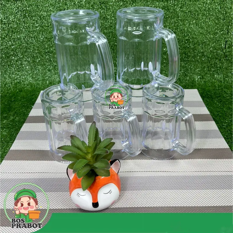 6PCS GELAS BEER 450ML / GELAS BENING GAGANG / GELAS ES TEH / GELAS AKRILIK TRANSPARANT Minuman Kopi Kitchenware 4