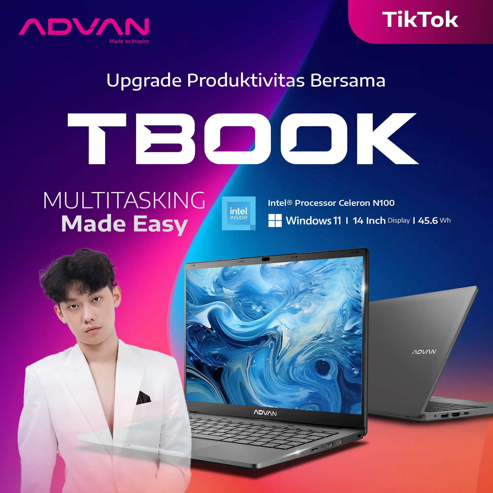 [Exclusive Willie Salim] ADVAN TBOOK Intel N100 4GB/128GB 14" HD Laptop Notebook Free Windows 11 Upgradeable