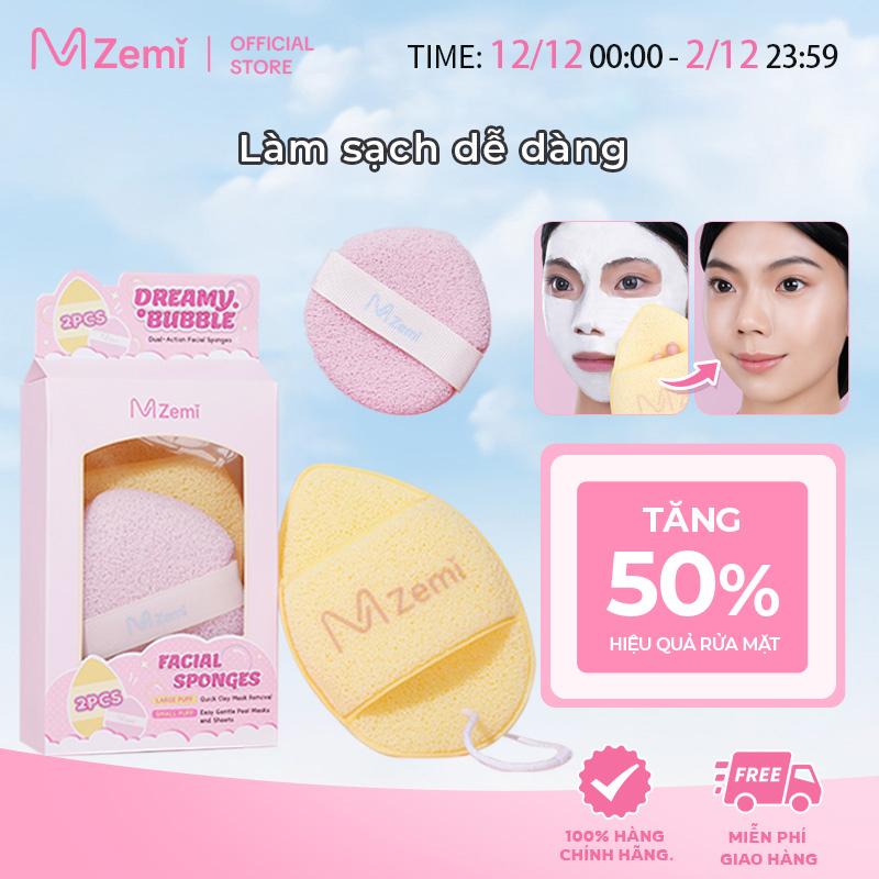  Bông bọt biển rửa mặt Zemi làm sạch sâu lỗ chân lông loại bỏ dầu và mụn đầu đen kích thước kết hợp bọt mịn dùng để làm sạch mặt nạ bùn và sữa rửa mặt bộ 2 miếng rửa mặt và tẩy trang 