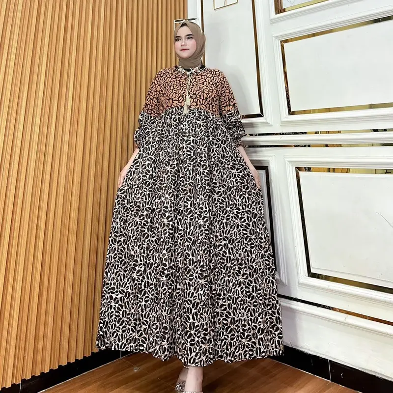 Gamis tali lonceng | gamis cantik motif terbaru | gamis rayon viral buat kondangan super jumbo bumil busui 5