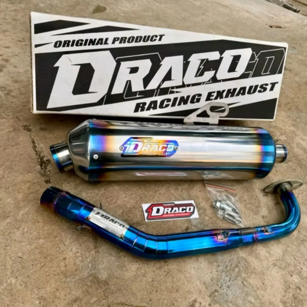 Knalpot Standar Racing Original DRACO Half blue moon inlet 38 mm Aerox old new Vario 125 150 160 PCX 150 lokal 160 Nmax new old Lexi dll bisa cod bulat Motorcycle