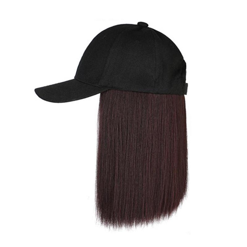 Product Introduction of Rambut palsu fesyen, topi hitam, topi, rambut palsu panjang, topi besbol, rambut lurus panjang, topi rambut palsu Z6W9 37