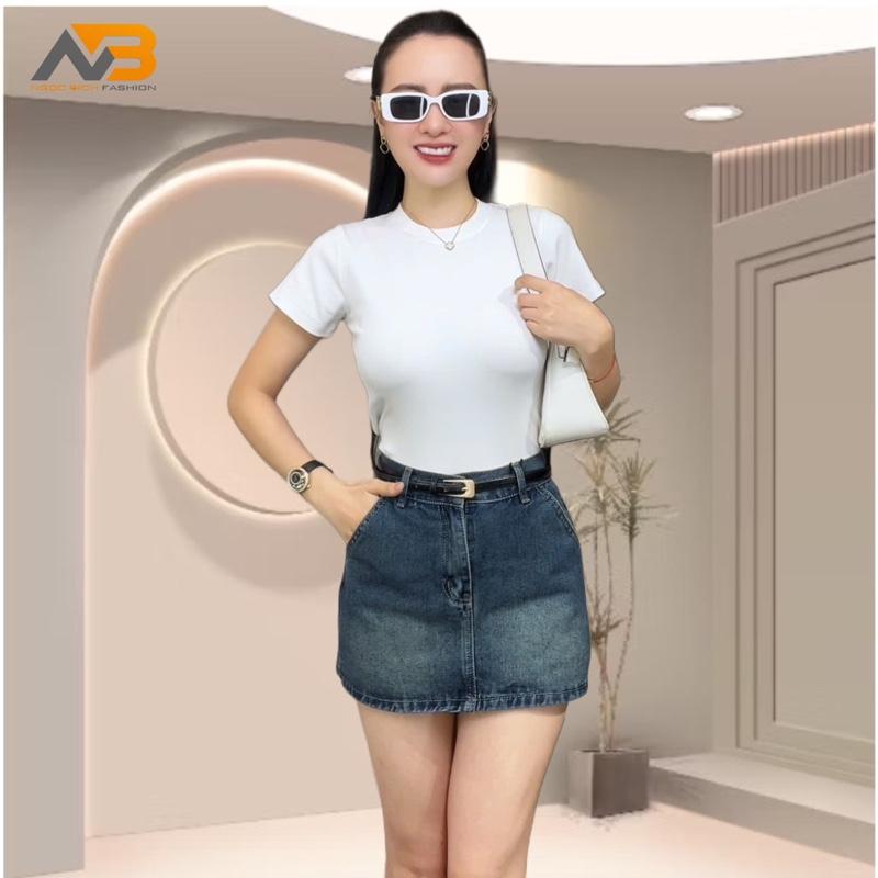  Quần Váy Jean Nữ Lưng Cao Túi Xéo Basic Màu Xanh Đậm Bụi S22A  Mã 19 