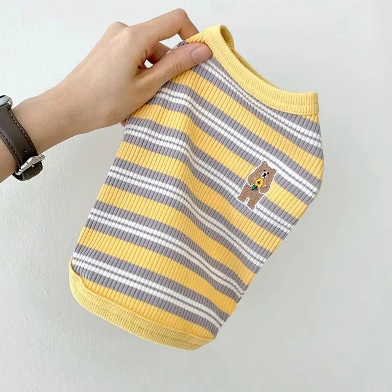 Áo sơ mi cho chó, chất liệu Sườn bông, áo vest sọc Không Tay Thích hợp cho chó Nhỏ Chihuahua Yorkie Puppy, áo phông dệt kim, thoáng khí, quần áo
