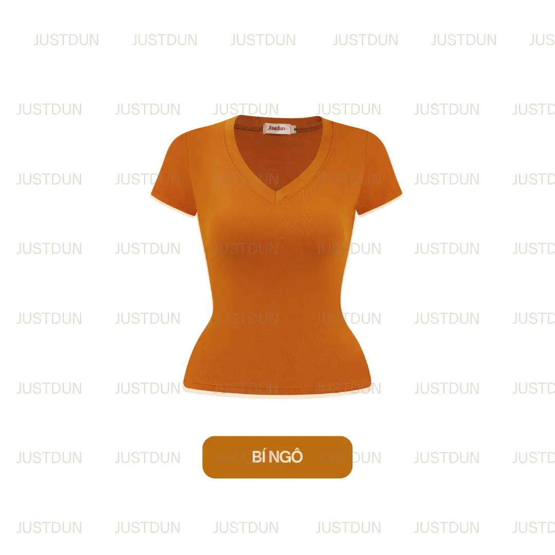 Áo Thun Nữ Basic Cổ Tim Trơn JUSTDUN A2 – Chất Cotton Lông Mịn Cao Cấp, Co Giãn 4 Chiều | BigBuy360 - bigbuy360.vn