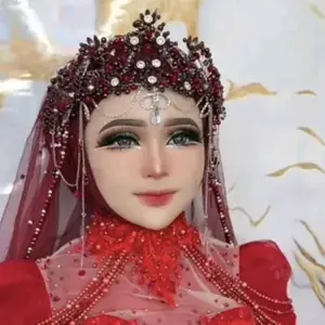bandopengantin mutiara motiv siger,mhkotamutiara pengantinjuntai bindi ,hiasanhijab dan rambut pengantin,aksesoris pengantin,headpiecepengantin,hiasan kpala pengantin