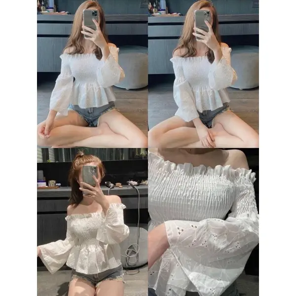 NEW atasan bkk top white serian,atasan off shoulder putih korean style ,sabrina ,peplum ,topkaret.deluna off shoulder 6