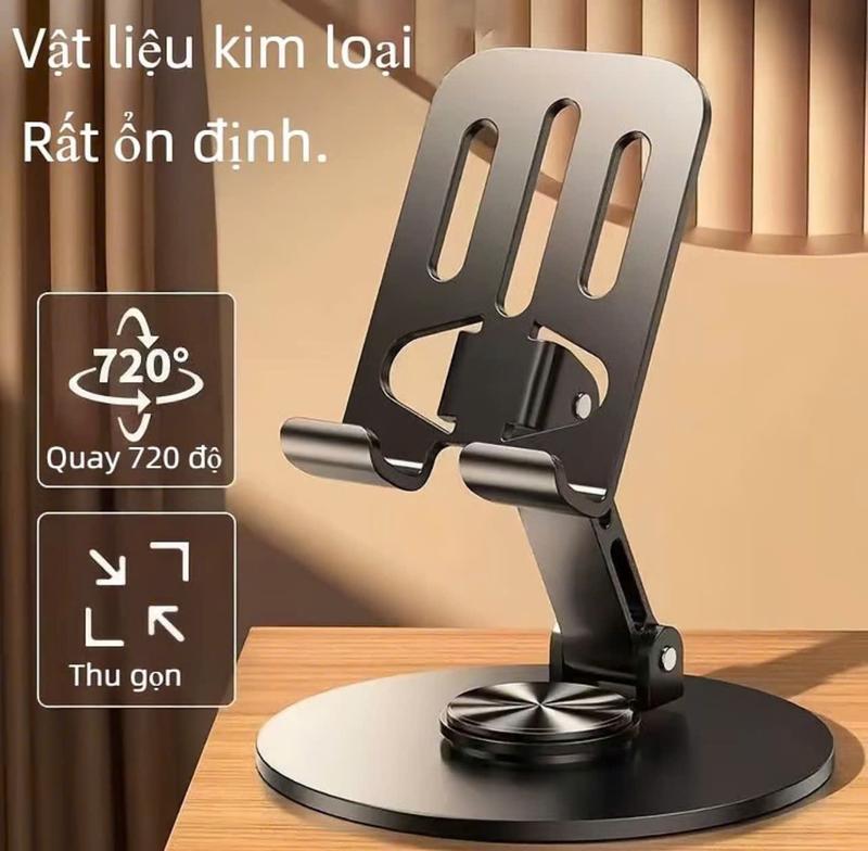 Giá Đỡ Điện Thoại Để Bàn Bằng Kim Loại Xoay 720 Độ, Gấp Gọn Điều Chỉnh Đa Góc, Chân Đế Chắc Chắn Cho Điện Thoại Và Máy Tính Bảng