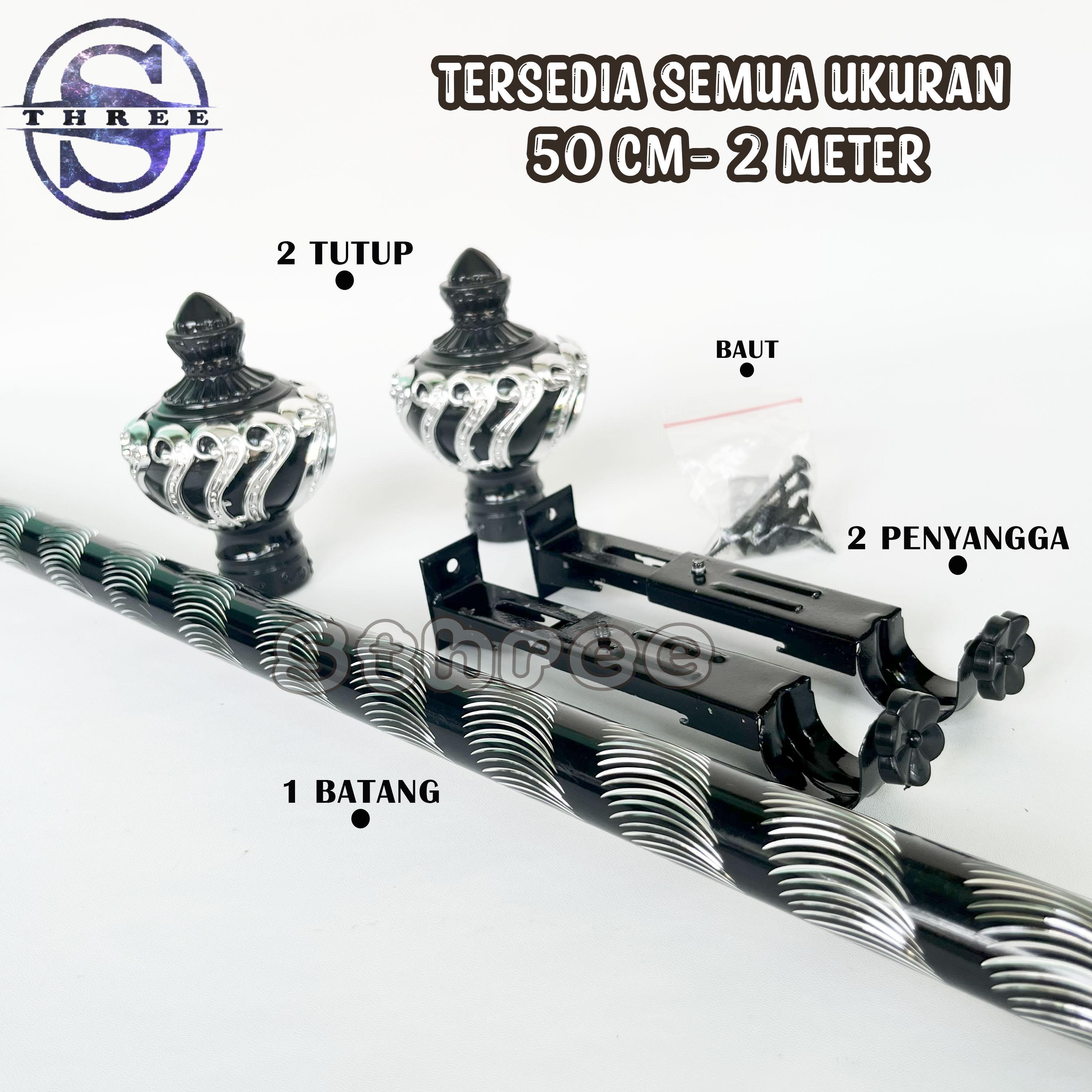 Tongkat Gorden Batang Besi Gorden Full Set Mutiara Ukuran 50cm - 2 Meter