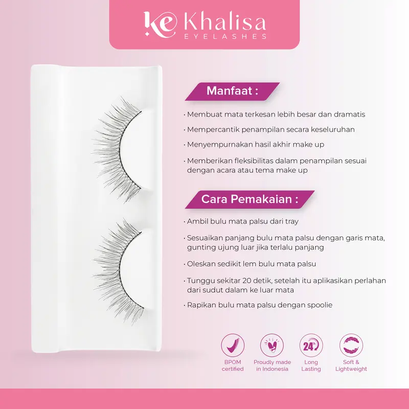 Bulu Mata Palsu Khalisa Eyelashes K09L - Cocok Untuk Makeup Natural Flawless - Eyelash Nyaman Dipakai Harian 3