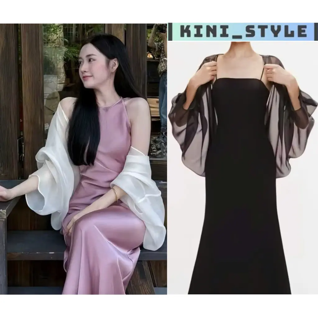 Áo choàng tơ - áo khoác vai chất liệu tơ lụa freesize 39kg đến 60kg KINI-Style.