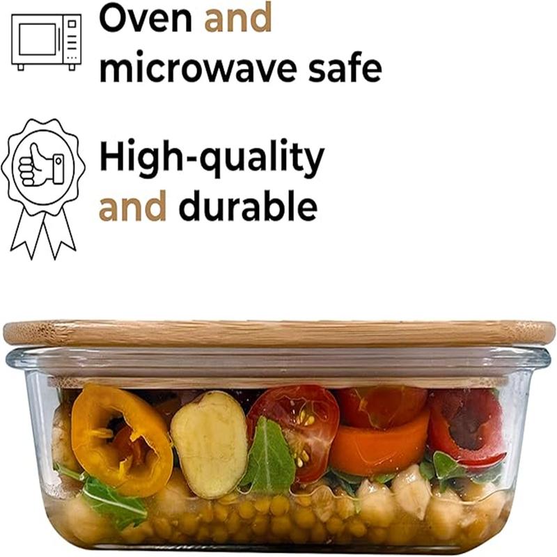 Each glass container has its own bamboo lid that can be used as a lunch box