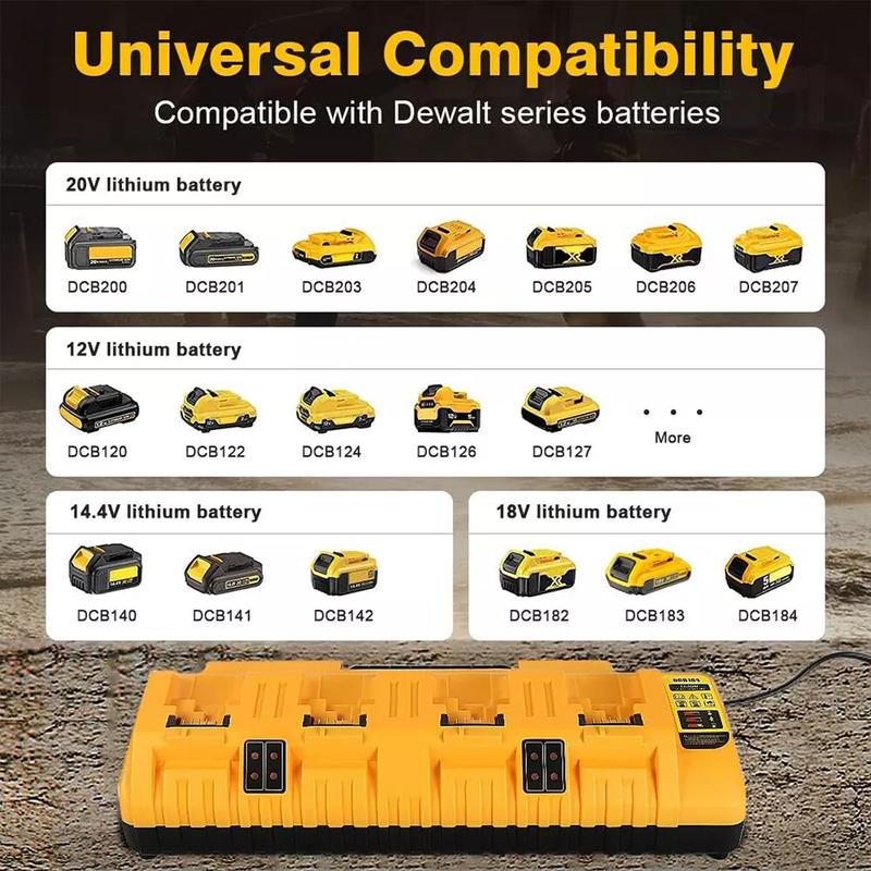 4-Port DCB104 Fast Charger For Genuine DEWALT 12V/20V Lithium DCB205 XR Battery 3