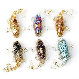 Natural Crystal Gravel Koi Fish Shape Small Ornaments Decorative Mini Figurines Desktop Miniatures For Office Home Decorations