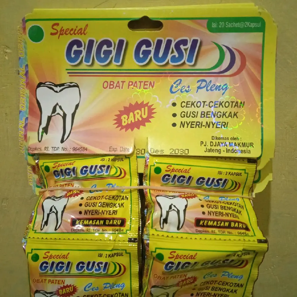 ( 1 HANGER = 20 SACHET = 40 KAPSUL ) OBAT SAKIT GIGI GUSI KUNING NYERI GUSI LINU SAKIT KEPALA GUSI BENGKAK