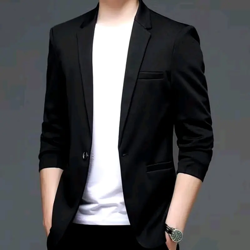 Jas Blazer Pria Hitam Semi Formal Kancing Satu Model Slimfit