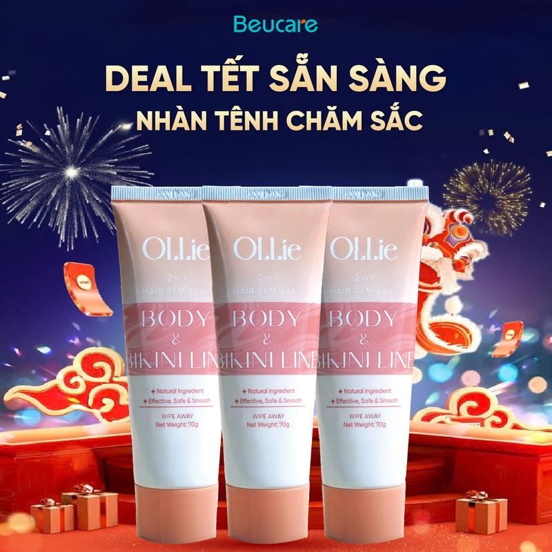 HỜI_KHÔNG DƯỠNG _KTL030 COMBO 3 OLLIE Kem Tẩy Lông Body Nam Nữ Hỗ Trợ Tẩy Lông Nhanh Chóng Tặng 3 Que Gạt kem tẩy lông cho mẹ bầu