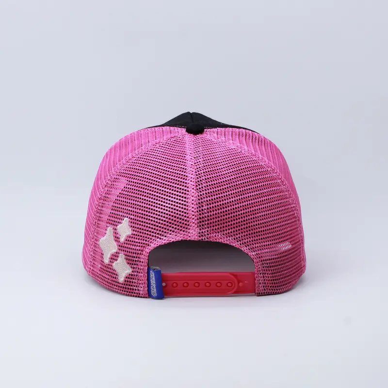TOPI JARING TRUCKER HAT BAHAN TWILL LIDAH PENDEK HITAM MIX PINK GRELYSITED STATE OF MIND 3