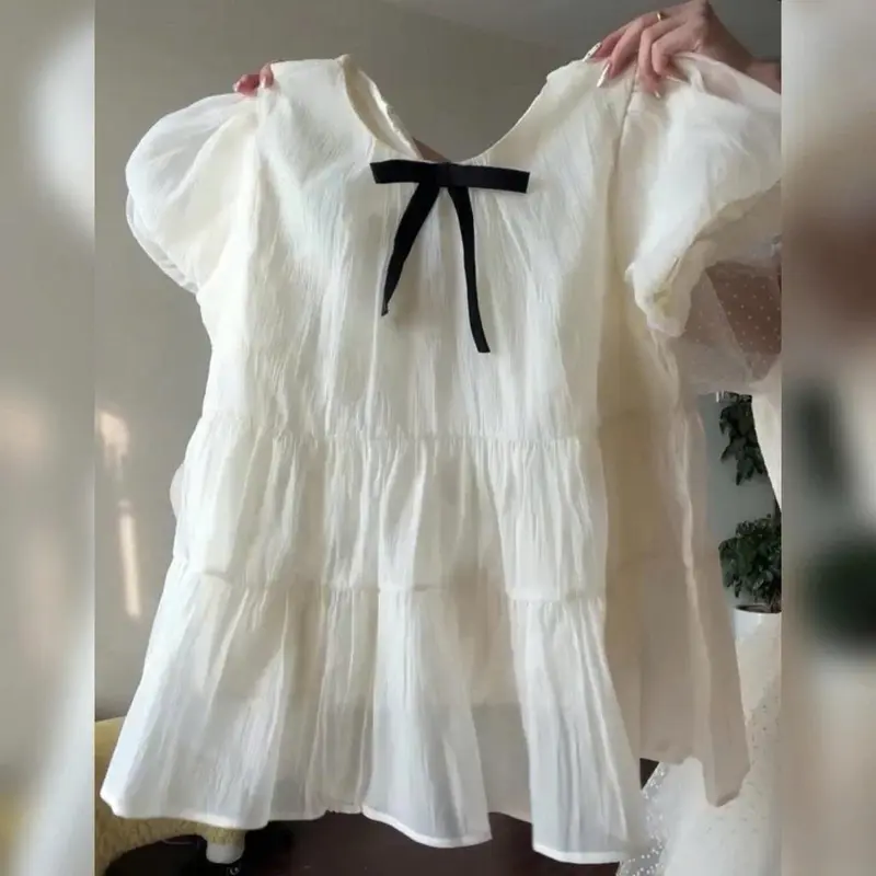 (ÁO KÈM NƠ/ 2 Lớp) Áo nữ kiểu babydoll xoè tay bồng tiểu thư công chúa | BigBuy360 - bigbuy360.vn (ÁO KÈM NƠ/ 2 Lớp) Áo nữ kiểu babydoll xoè tay bồng tiểu thư công chúa | BigBuy360 - bigbuy360.vn