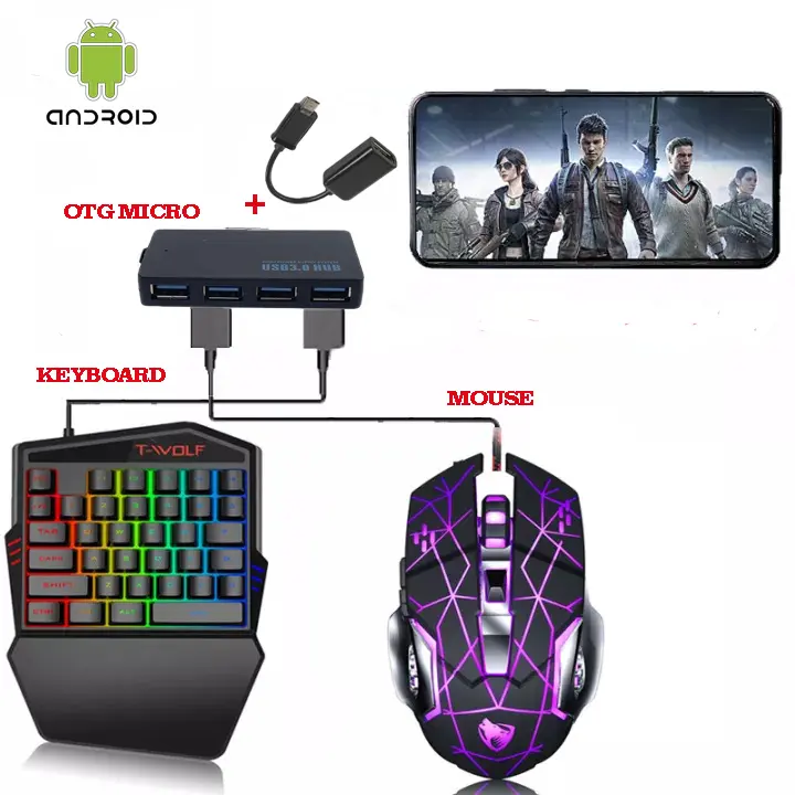 Paket Gaming Keyboard Mechanical 38 Keys dan Mouse 3 Button 1600DPI RGB Untuk Android dan IOS Free Fire PUBG Mobile Genshin Impact Mobile Legends Computer 3