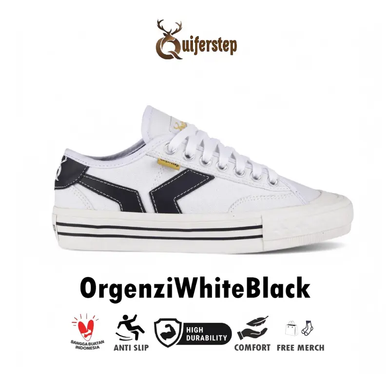 Sepatu Quiferstep series Orgenzi white black sneaker pria wanita sneakers hitam putih sekolah terbaru spatu putih Quifer pria wanita sekolah Casual Shoes Kasual