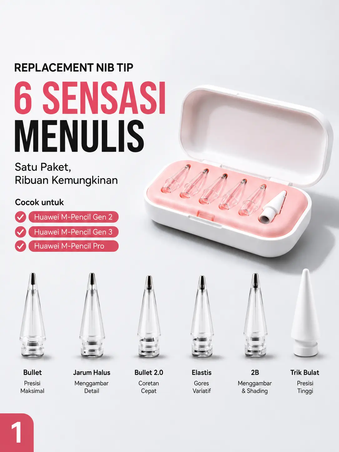 Pengganti Ujung Pena Untuk Huawei M-Pencil Gen 2 Gen 3 Pro Replacement Nib Stylus 6 Tipe Premium