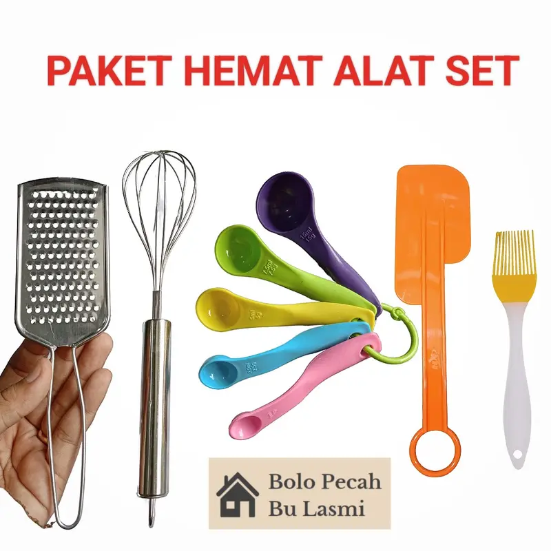 SATU SET PAKET HEMAT ISI 5 ITEM (KOCOKAN + SENDOK TAKAR + PARUT KEJU + SOLET+KUAS) / PAKET KOCOKAN TELUR / PAKET TERMURAH 0