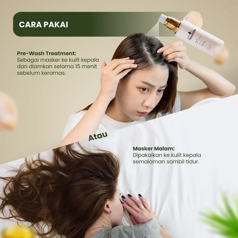HazelOile Serum Hair Oil NCOM Night Care Oil Mask Repair Treatment Masker Malam Anti Kerontokan Rontok Rambut Uban Botak Pitak Bayi Anak Meluruskan Menebalkan Perawatan Wanita Vitamin Kering Ketombe Botak Pitak Haircare Rambut 2