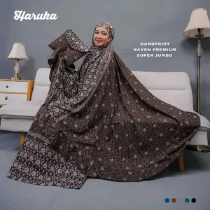 Mukena Batik Solo Rayon Super Jumbo - Nyaman dan Menyerap Keringat - Dewasa, Remaja, Bawahan Lembut Muslim Panjang Travel