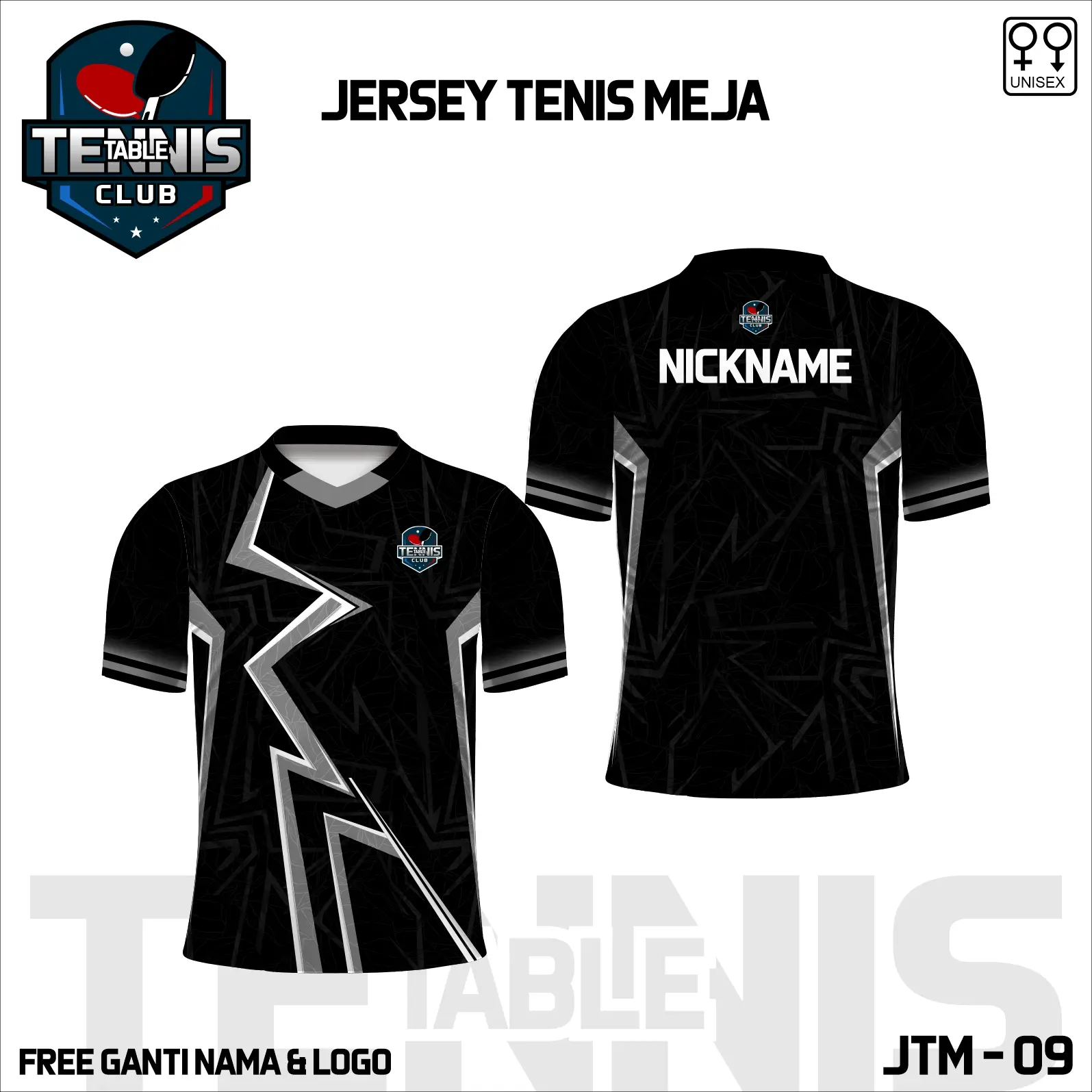 Kaos pingpong Jersey table tennis Baju olahraga tenis meja