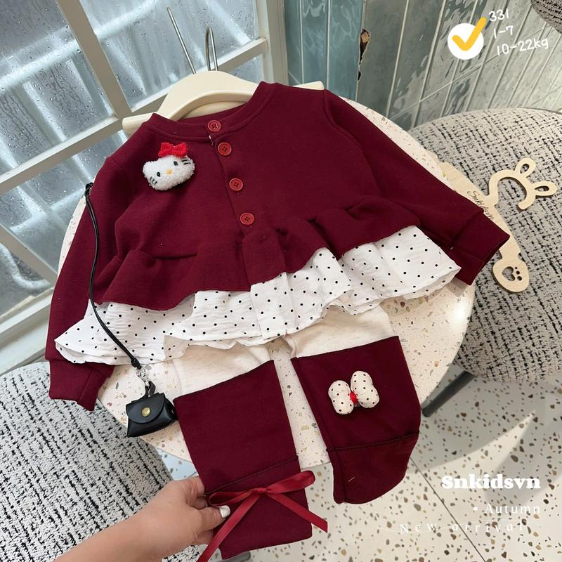 7-25kg Set Thu Đông Chất Lông Thỏ HÀNG ĐẸP Thỏ Phối quần Legging Cách điệu cho bé gái