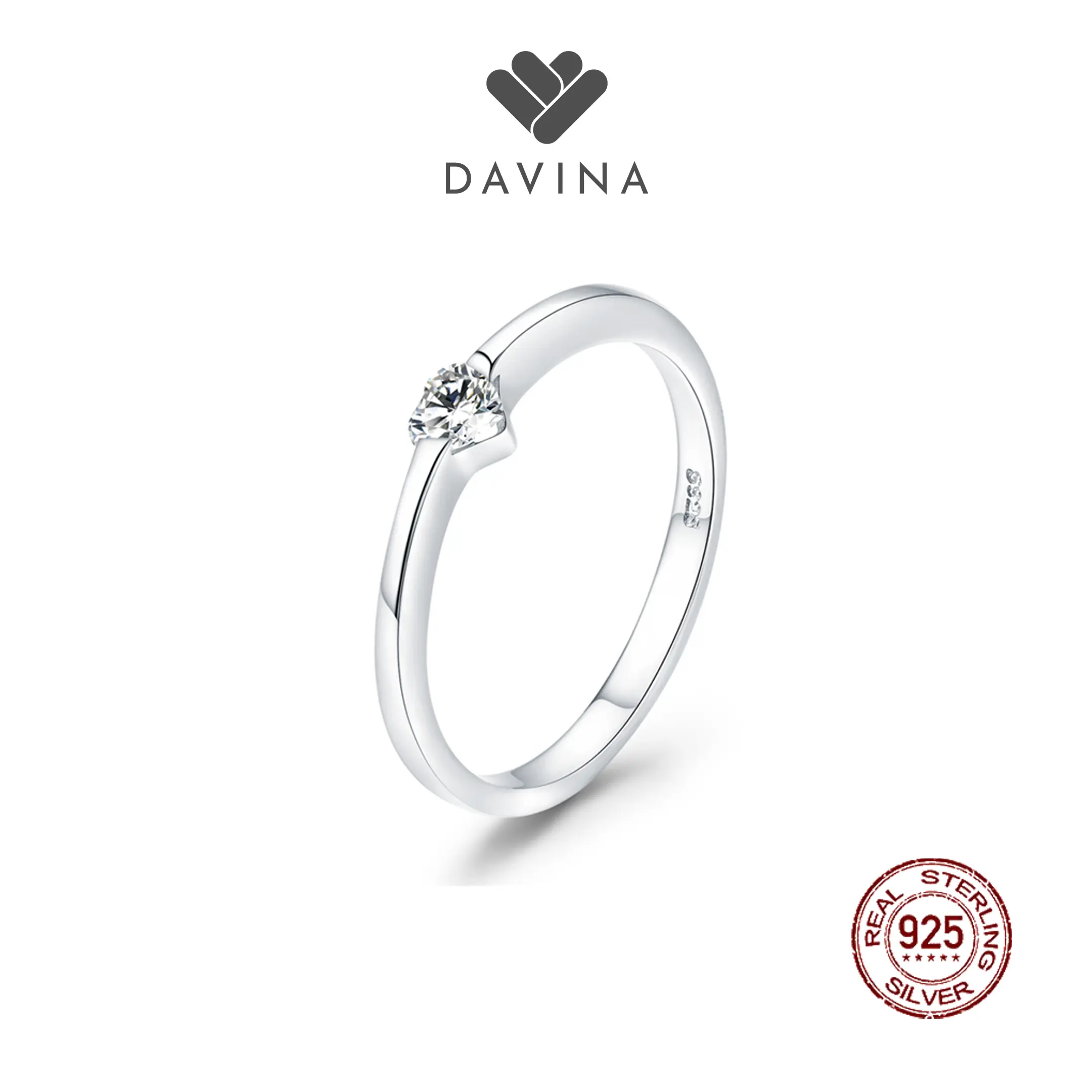 DAVINA Ladies Kate Ring Sterling Silver 925 - Cincin Wanita Perak S925 Love Tunangan Nikah