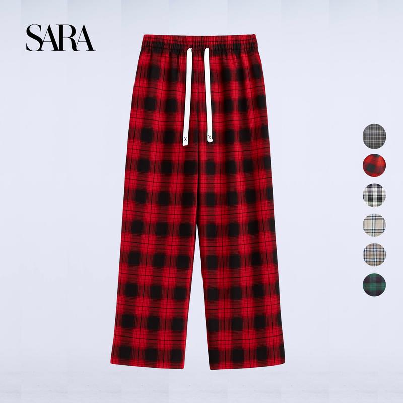 SARA Quần Suông Kẻ Caro Ống Rộng Phong Cách Retro Unisex Pants Summer 2025 Mã: TD049