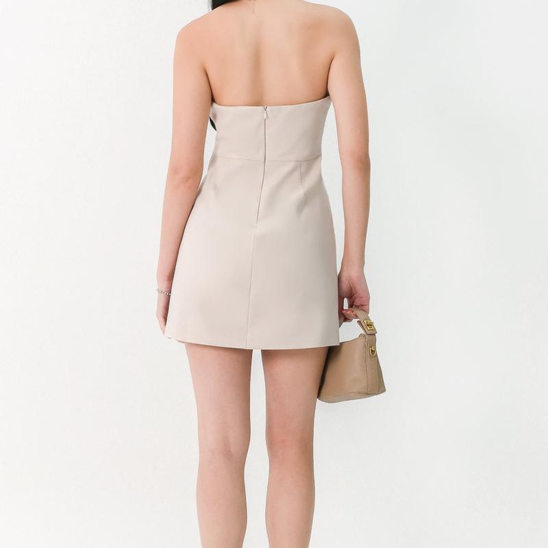 Vel Vest Romper Dress in Oat Nude 7