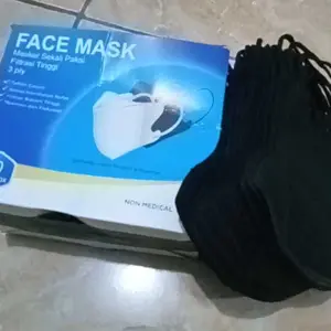 Masker Duckbill 1 Box 50pcs Hitam Putih Lengkap