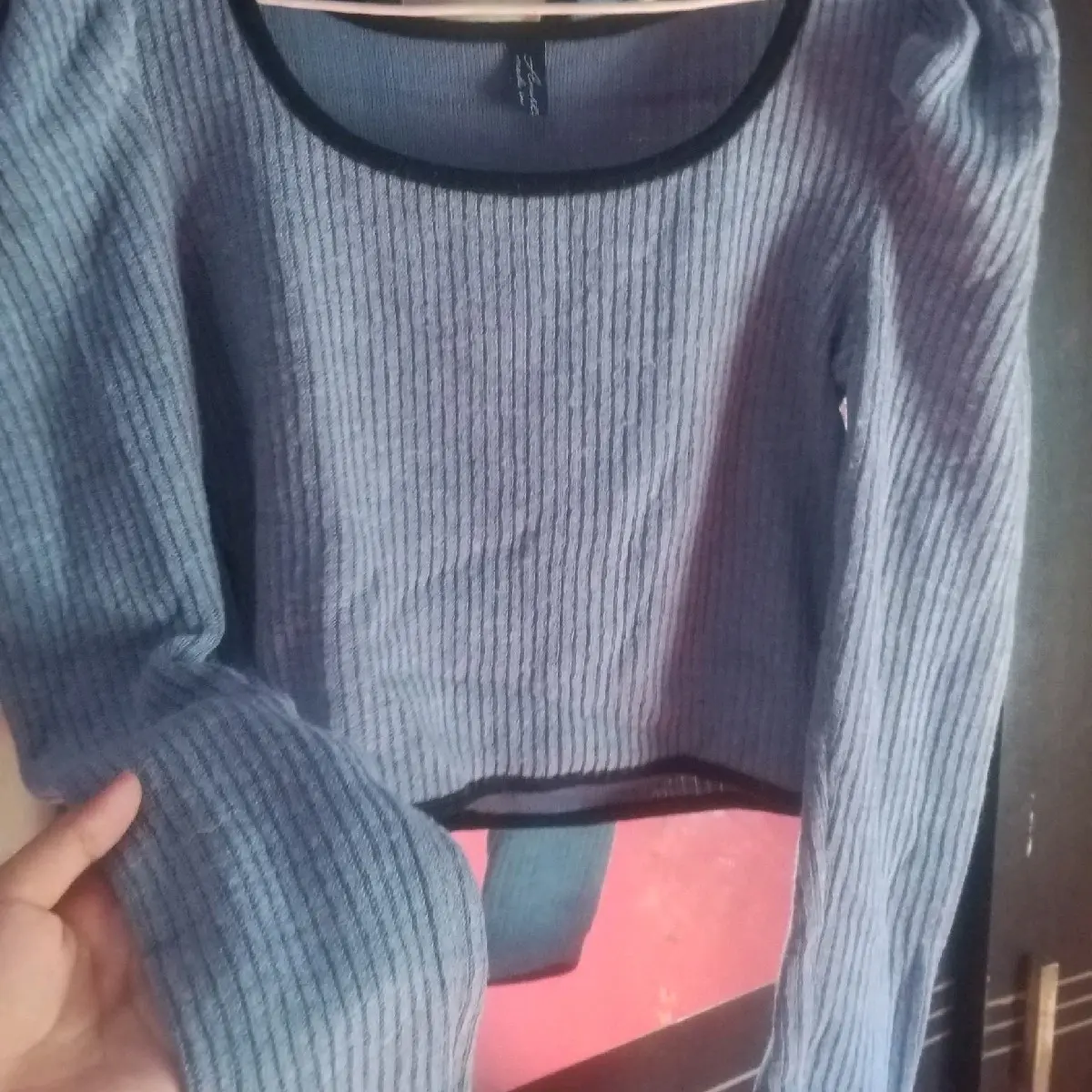 Blouse puffy baby blue wanita korea style