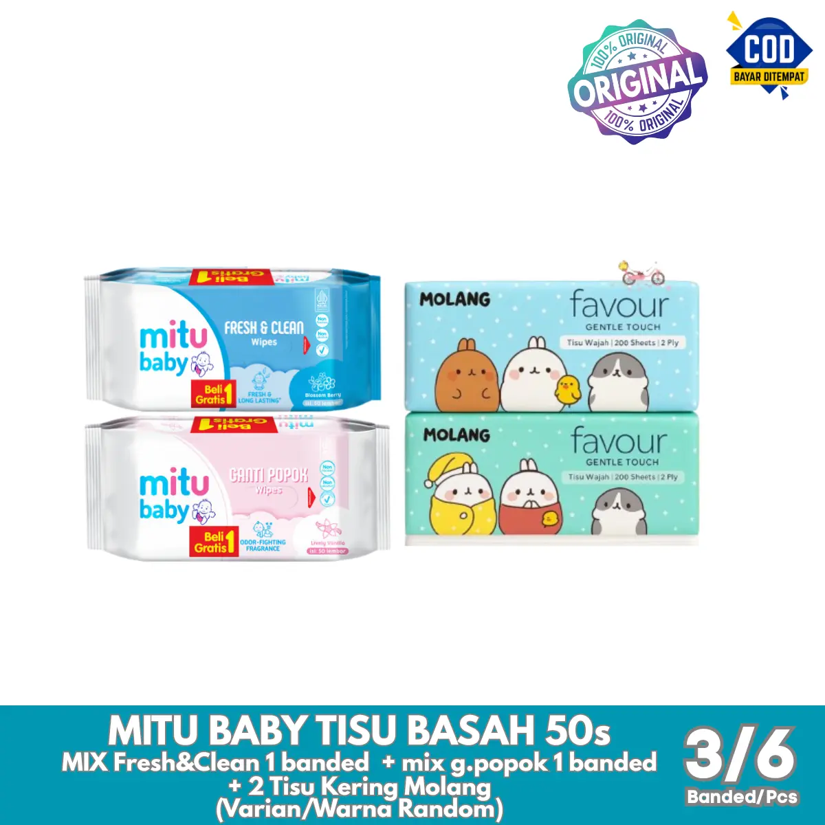 2pcs g.popok+2pcsfreshnclean+2pcsTISUKERINGmolang