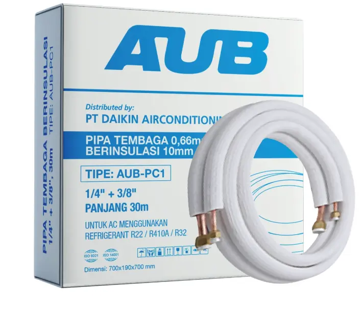 Pipa AUB by Daikin 1/4 3/8 - Untuk AC 1/2 - 1 PK - Ketebalan 0.66 mm