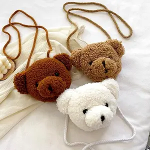 tas selempang anak perempuan tas kepala boneka teddy bear tas bahu lucu tas fashion