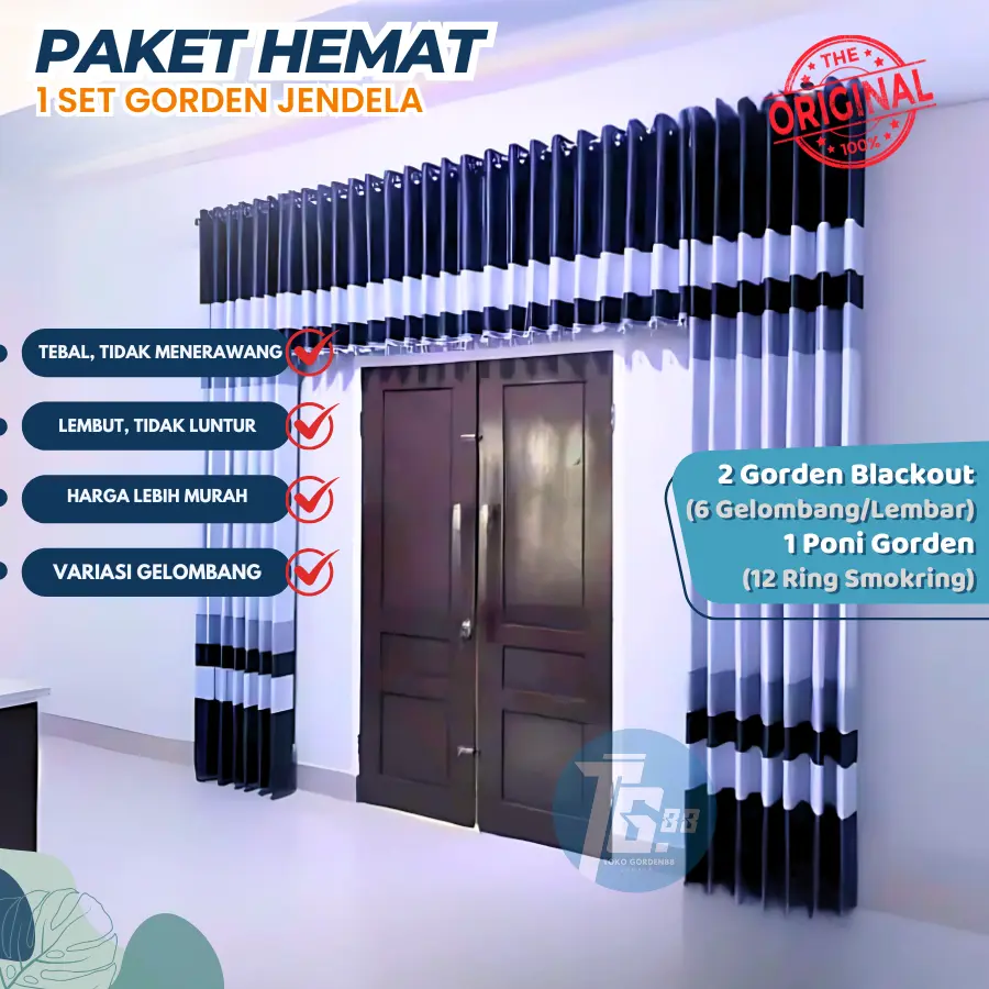 [PAKET HEMAT] 1 SET GORDEN JENDELA KAIN BLACKOUT PREMIUM MOTIF PELANGI 12 GELEMBUNG & PONI BAHAN TEBAL DAN LEMBUT MODEL KUPU-KUPU