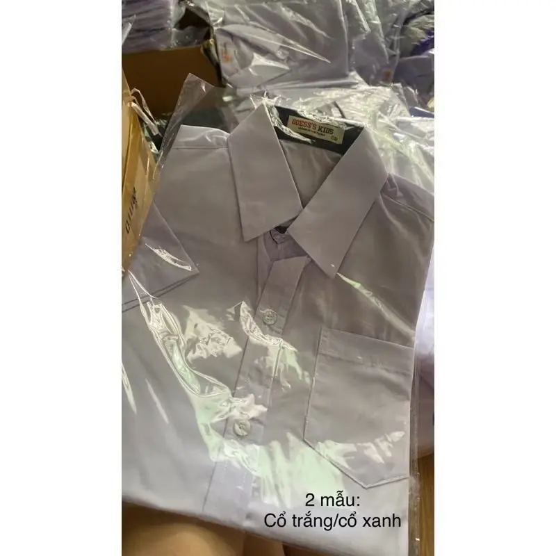 Áo sơ mi CHÂN CỔ XANH HÀNG TỐT đồng phục học sinh nam 15-80kg ( cấp 1,cấp 2,cấp 3) Menswear 2
