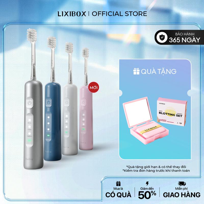 Bàn Chải Điện Halio Wave Sonic Electric Toothbrush Công Nghệ Chuyển Động Kép Động Cơ Maglev 55000 Nhịp Phút Lông Siêu Mảnh 0.015mm Chống Nước IPX7 3 Chế Độ Làm Sạch