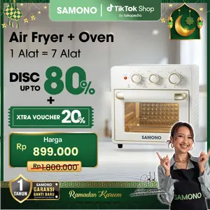 (RAMADAN SPESIAL) Samono Air fryer Multifungsi 7 in 1 Oven Toaster 18L Low Watt 350W (SW-AFV18) Stainless