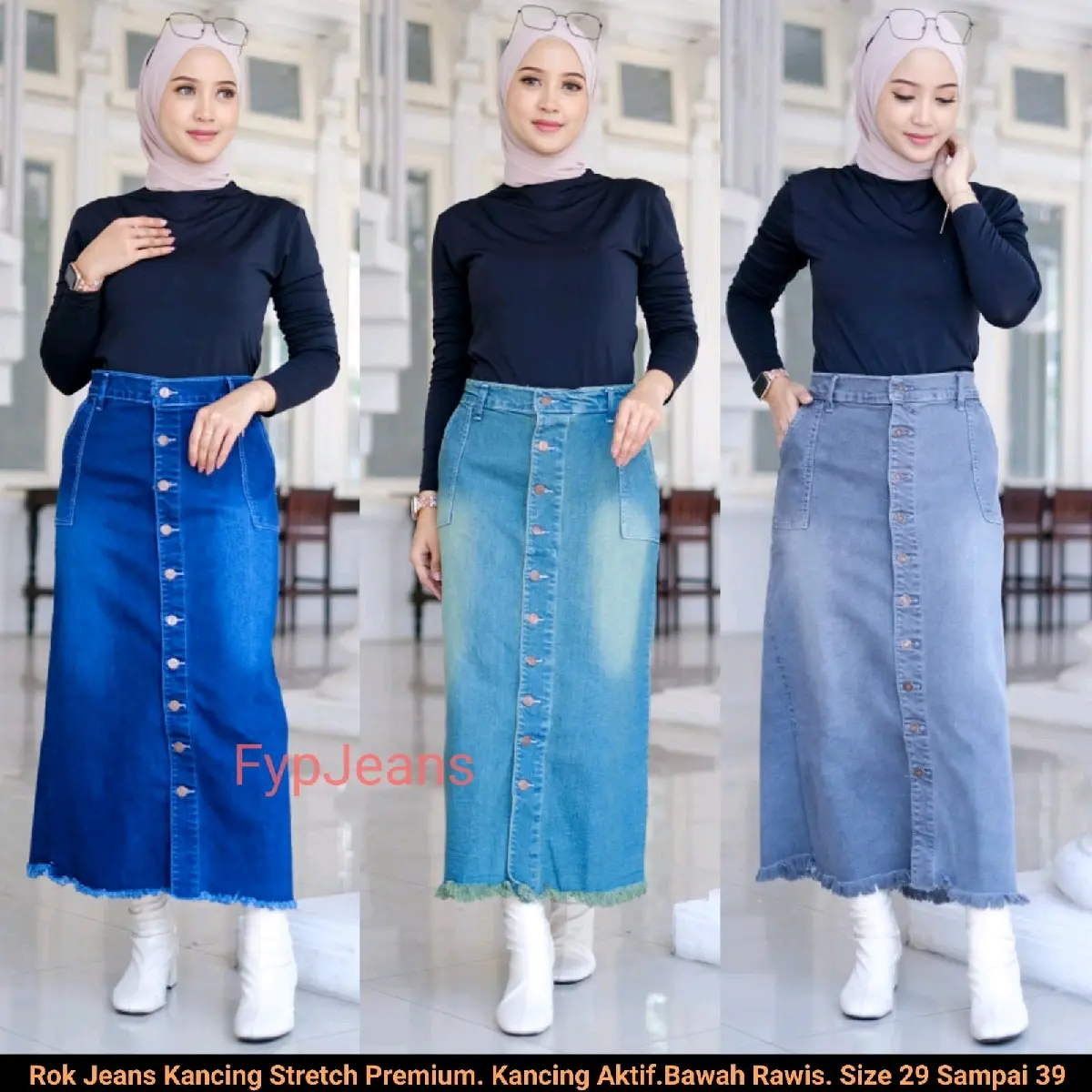 Rok Jeans Span Gisca Tebal & Melar
