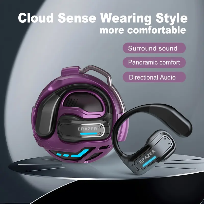 ERAZER X8 TWS Transformer Earphone Bluetooth 5.4 Headset Wireless Gaming Open Ear Henset Earhook HIFI OWS Transformers Headset Mechanical Design Noise Reduction Low Latency Music Olahraga Panggilan HD Headphone Dengan Mikrofon Gaming Stereo Bass 7