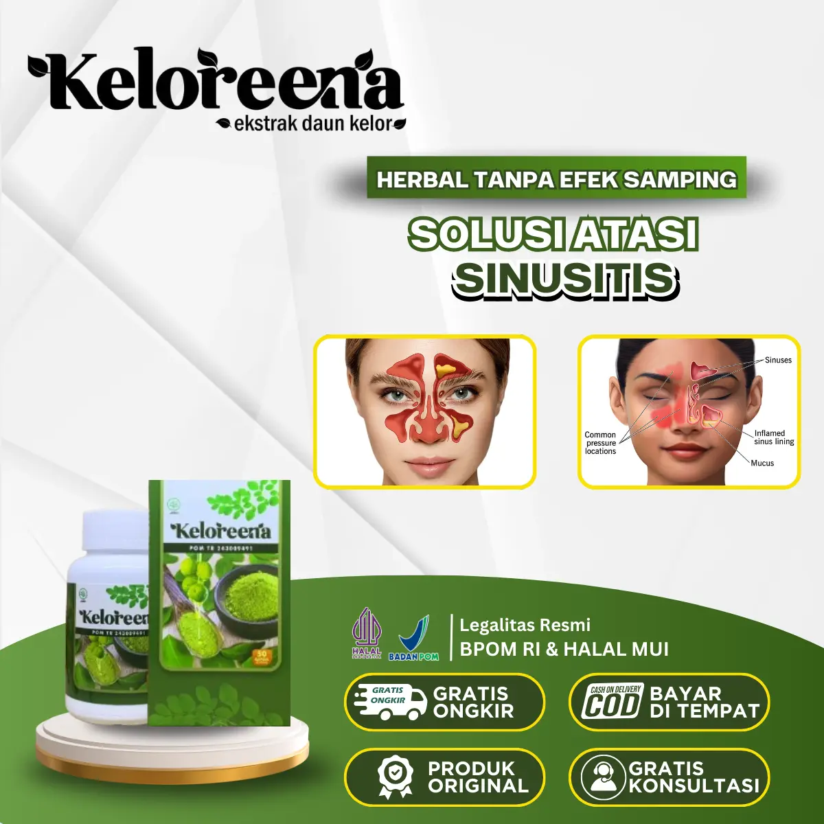 Keloreena Untuk Sinusitis dan Radang Sinusitis, Hidung Tersumbat Mampet, Hidung Bau, Rhinitis Alergi, Perandangan Rongga Hidung Cleaning