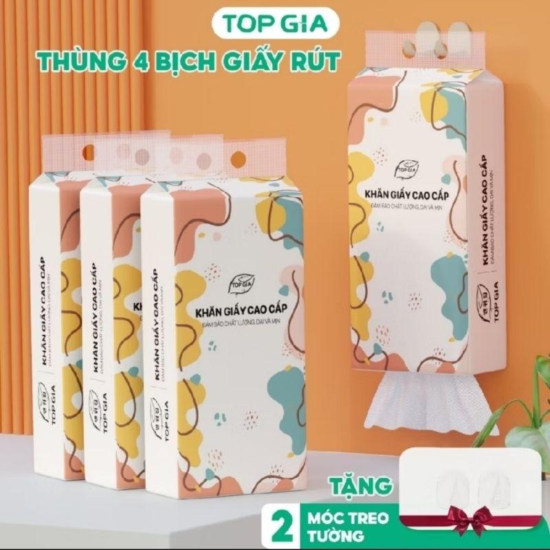 [FLASH SALE THỨ 6] Thùng 4 bịch khăn giấy rút Top Gia treo tường ...