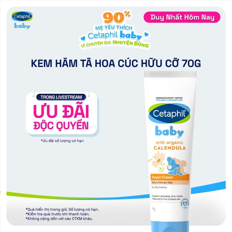 [Live] Kem bảo vệ và chống hăm tã dịu lành cho em bé CETAPHIL BABY DIAPER CREAM WITH ORGANIC CALENDULA 70G